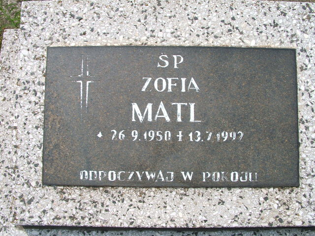 Zofia MATL 1950 Goleszów - Grobonet - Wyszukiwarka osób pochowanych