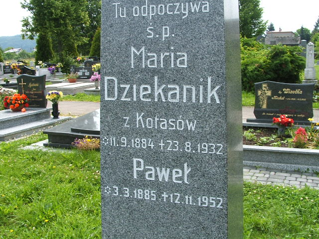 Maria DZIEKANIK 1884 Goleszów - Grobonet - Wyszukiwarka osób pochowanych